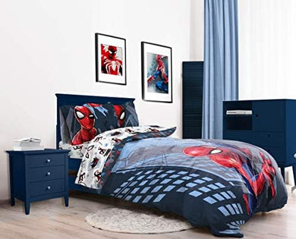 Marvel Spiderman Queen Comforter Set 5 Piece Kids Bedding for Boys, Multi