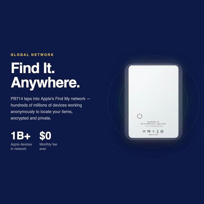 LandAirSea PB714 – Ultra-Slim Apple Find My Wallet Tracker with Secure Adhesive, No Monthly Fee Bluetooth Item Locator for Wallets, Passports & Luggage