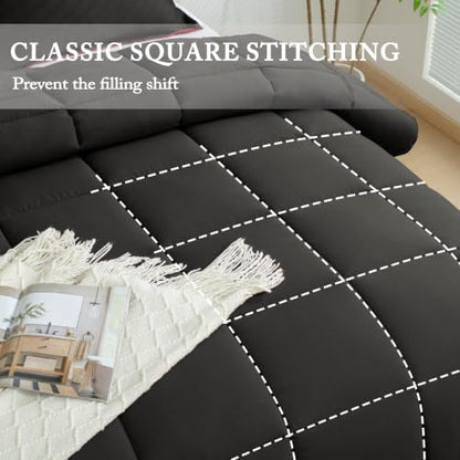 HIG 3pc Black Full Size Bedding Comforter Set Duvet Insert Blanket