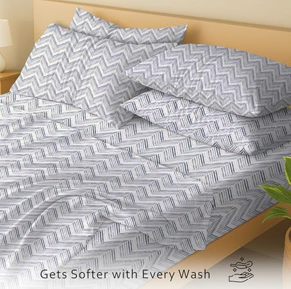 RUVANTI 100% Cotton Twin Sheets, Percale Twin Sheet Set, Inverted Streak