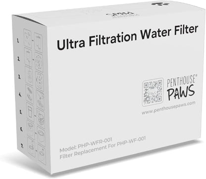 Penthouse Paws Smart Wireless Water Fountain Filter Black, 3 UltraFiltration Filters, 6 Foam Filters & 6 Sponges, Compatible with 3.5L Smart Wireless Fountain, Easy to Clean, for Cat and Dog, Black