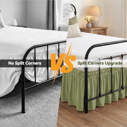 RIMELA Bed Skirt with Split Corners, Queen, 15 Inch Drop, Sage Green