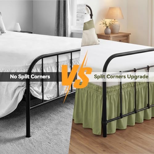 RIMELA Bed Skirt with Split Corners, King, 15 Inch Drop, Sage Green