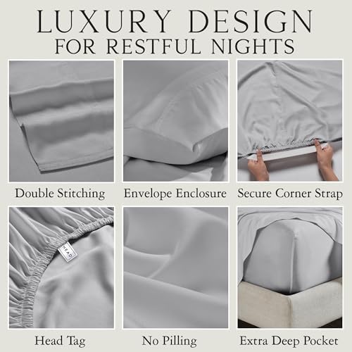 KARISSA MAE 7 Piece Luxury Bamboo Viscose Split King Sheets, FSC Certified