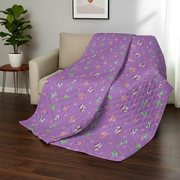 Northwest My Little Pony Vintage Pony Party Quilted Throw Blanket – Official Fleece Blanket Featuring Classic Ponies, Soft Lightweight Bedding for Bed, or Couch, 60 x 80 Inches
