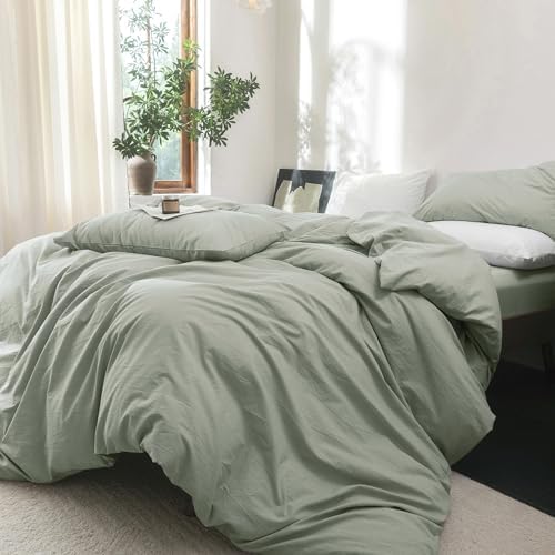 FOSSA Duvet Cover Set 100% Washed Cotton Linen Feel Super King