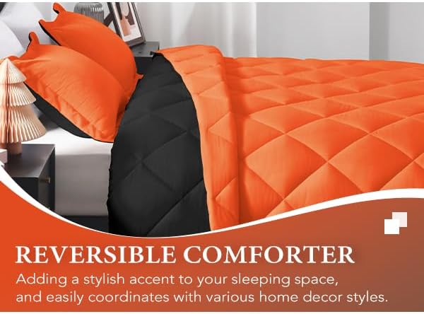 downluxe Queen Comforter Set - Flame and Black Queen Comforter, Soft Bedding Sets for All Seasons -2 Pieces - 1 Comforter (88"x92") and 1 Pillow Sham(20"x26")