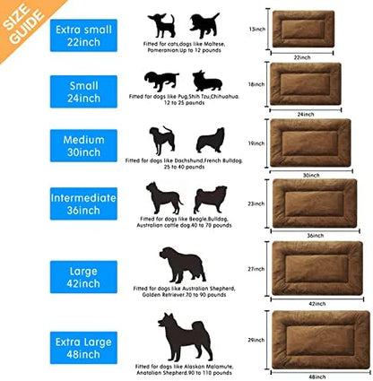 Dog Crate Pad Washable Dog Bed for Crate Medium Cozy Mat 36-Inch Brown