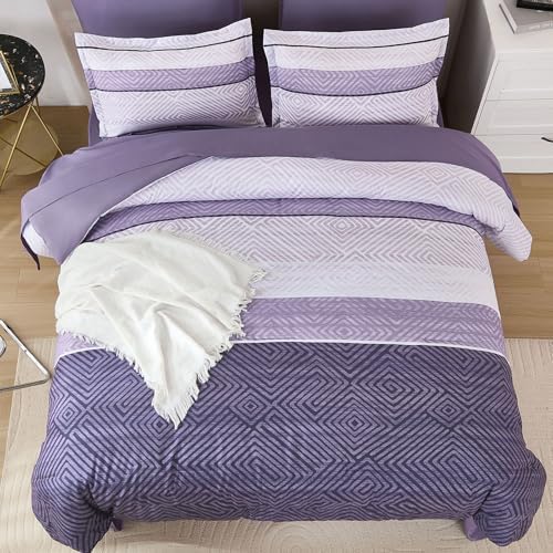 Drucon Purple Comforter Set King Size 7 Piece Bed in a Bag