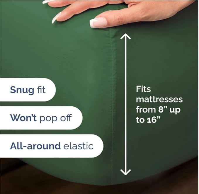100% Rayon Derived From Bamboo - Bamboo Sheets King Size - Cooling Sheets for King - Soft, Breathable & Hotel Luxury Bedding - 1 Flat & 1 Fitted & 2 Pillowcases w/ 16 Inch Deep Pockets - Emerald Green