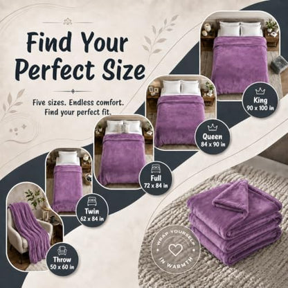 Eydna Electric Heated Blanket Full Size 72"x84",Fast Heating, Soft Plush Microplush for Bed & Couch, 10 Hours Auto Off 5 Heating Levels, Machine Washable, Gifts for Womens & Family-Light Purple