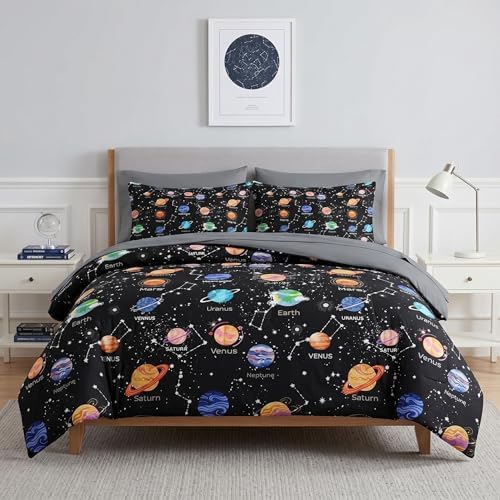Nesker Full Comforter Set for Boys, 7 Pieces Galaxy Space Bedding for Kids