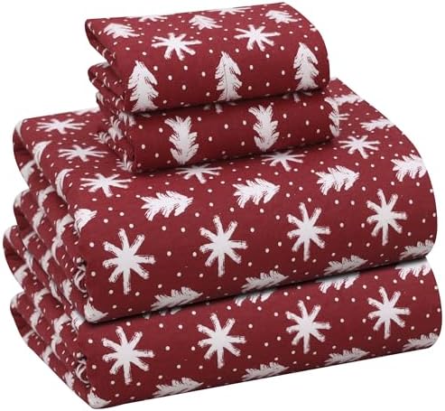 RUVANTI Flannel Sheets Full Size, Red Christmas