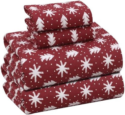 RUVANTI Flannel Sheets Full Size, Red Christmas