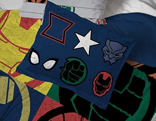 Marvel Avengers Queen Comforter Set 7 Piece Kids Bedding for Boys, Multi