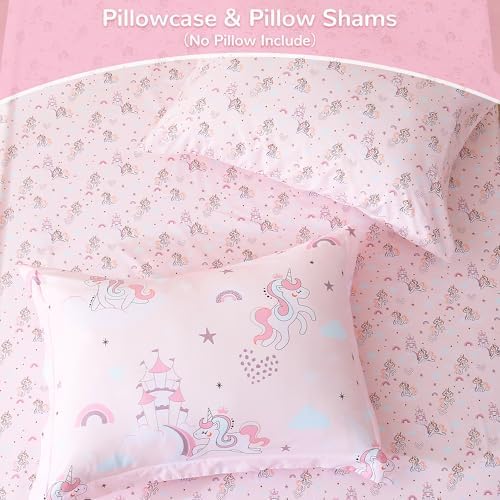Viviland Kids Full Bedding Sets, Girls Comforter, Pink Unicorn