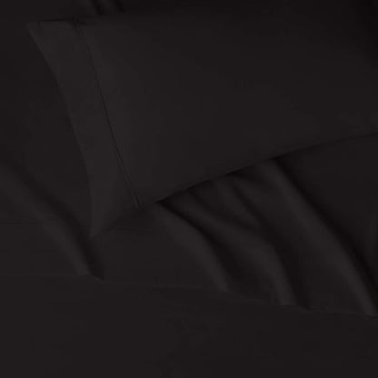 Amazon Basics Lightweight Super Soft Easy Care Breathable Brushed Microfiber 3-Piece Bed Sheet Set with 14-Inch Deep Pockets, Twin XL, Black, Solid