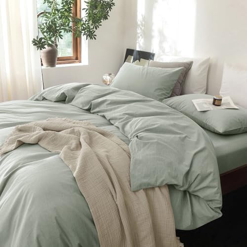 FOSSA Duvet Cover Set 100% Washed Cotton Linen Feel King