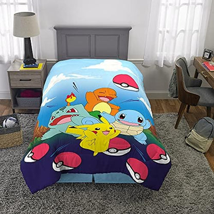 Pokemon Kids Bedding Super Soft Microfiber Reversible Comforter, Twin/Full, (Officially Licensed Product) by Franco