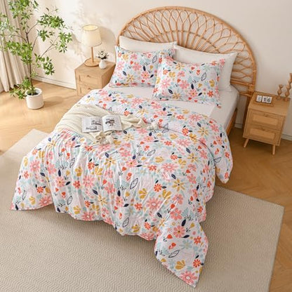 Yibeizi Girls Floral Full Size Kids Comforter Set Boho Bedding