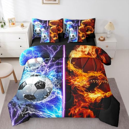 Erosebridal Baseball Soccer Basketball Football Comforter Set with Sheets -