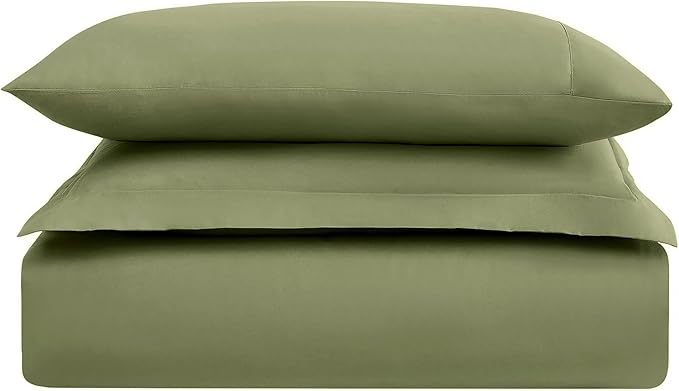 Mellanni Duvet Cover Set - 3 PC Iconic Collection Bedding Set - Hotel Luxury, Extra Soft & Cooling - Microfiber - Button Closure and Corner Ties (Twin, Sage)