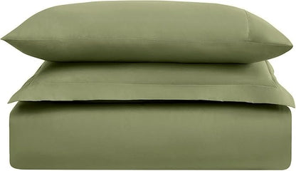 Mellanni Duvet Cover Set - 3 PC Iconic Collection Bedding Set - Hotel Luxury, Extra Soft & Cooling - Microfiber - Button Closure and Corner Ties (Twin, Sage)