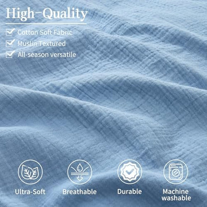 MEISHANG Muslin Duvet Cover Queen Size - 100% Organic Cotton