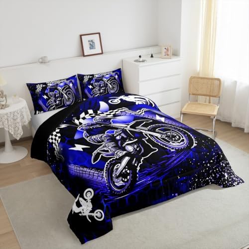 Feelyou Dirt Bike Comforter Set for Kids Boys Girls Queen Size