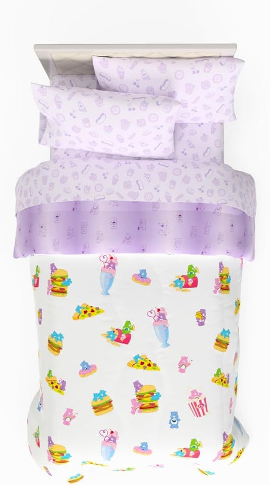 Care Bears Food Snacks 5 Piece Super Soft Cozy Reversible Comforter and Sheet Set with Sham, Twin, (Officially Licensed Product) by Franco Collectibles