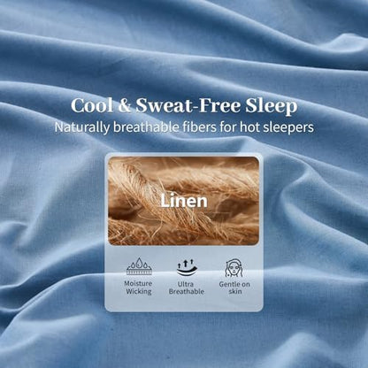 MEISHANG 100% French Linen Sheets California King,6 Pcs,18-24" Deep Pocket