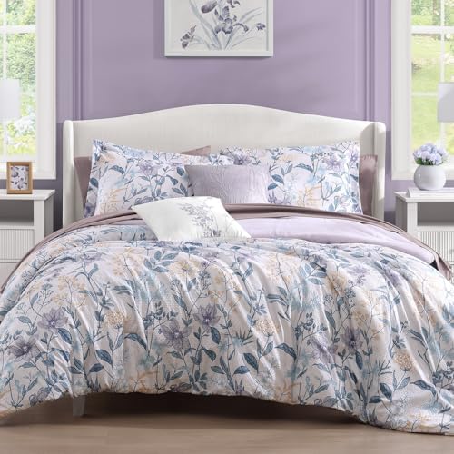 Queen Comforter Set - 7 Pieces Soft Floral Bed in a Bag Queen Bedding Sets