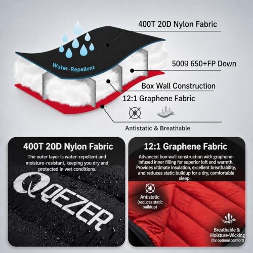 0 Degree Down Sleeping Bag for Adults,Cold Weather Backpacking
