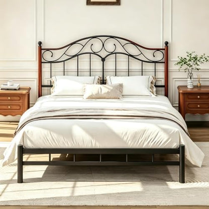 Queen Size Headboard Only, Vintage Metal Headboard for Queen Bed Black