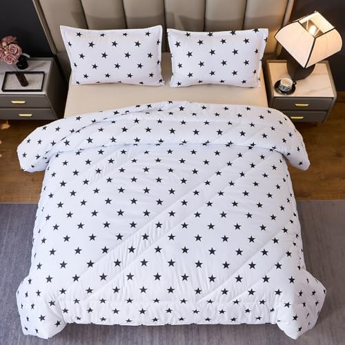 Caressma Star Galaxy White Comforter Set Queen Size 3pcs with Pillowcases