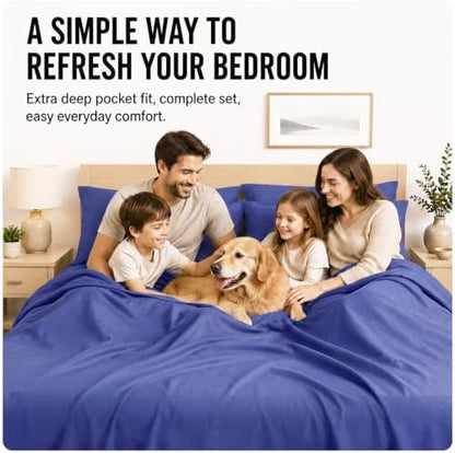 CozyLux Cal King Sheet Set 6-Piece, 21-Inch Deep Pocket, Soft Brushed Feel