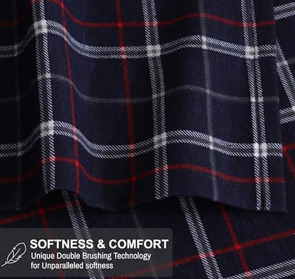 RUVANTI Flannel Sheets Set King Size,Yankees Blue