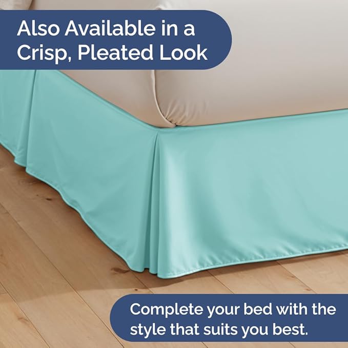 Bedskirt Full Size Ruffle - 18 inch Drop Dust Ruffle Bed Skirt with Platform - Ultra-Soft, Easy Fit, Premium Hotel Quality - Wrinkle, Fade & Shrink Resistant - for Women, Men, Kids & Teens - Spa Blue