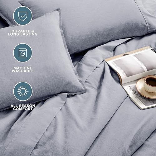 Bare Home Bed-in-A-Bag 7 Piece Set (Cal King, Heathered Midnight Blue)