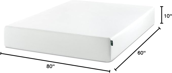 Zinus 10 Inch Queen Green Tea Memory Foam Mattress [New Version], Fiberglass Free, Medium Firm Feel, Zoned Pressure Relief, Certified Safe Foams & Fabric, Mattress in A Box