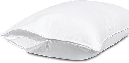 Pillow Protectors with Zipper Queen Size-100% Cotton Pillowcases for Hair and Skin, Comfort Soft Pillow Case Protector for Easy Care, White Pillow Cases Covers with Hidden Zipper, 1 Pack/20X30