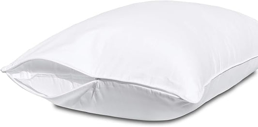 King Size Pillow Protectors with Zipper-100% Cotton Pillowcases for Hair and Skin, Comfort Soft Pillow Case Protector for Easy Care, White Pillow Cases Covers with Hidden Zipper, 1 Pack/20X36