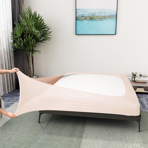 ALYVIA SPRING Full Size Box Spring Cover Jersey Knit Stretchy, Pink