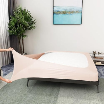 ALYVIA SPRING Full Size Box Spring Cover Jersey Knit Stretchy, Pink