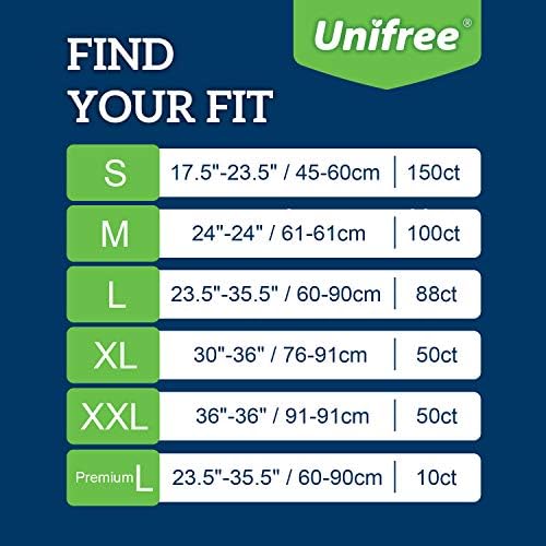 Unifree Disposable Underpads, Bed Pads, Incontinence Pad, Super Absorbent, 88 Count, Blue (L 23.5x35.5 Inch)