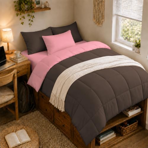 Anluoer Twin Comforter Set, 5 Piece Bed in a Bag Twin Bedding Sets