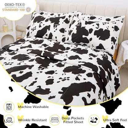 Viviland Kids Twin Bedding Sets, Boys Comforter, Cow Print
