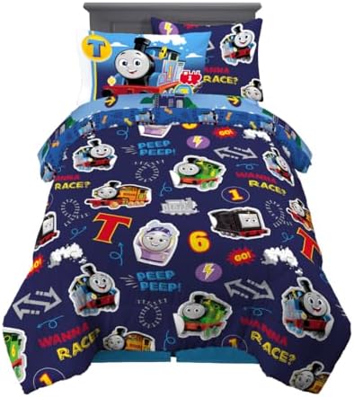 Franco Thomas & Friends Kids Bedding Super Soft Comforter and Sheet Set with Sham, 5 Piece Twin Size, (Officially Licensed Product)