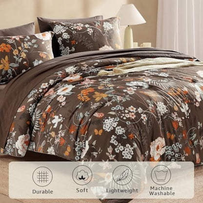 King Size Comforter Set-7 Pieces Floral Bed in a Bag King Bedding Set