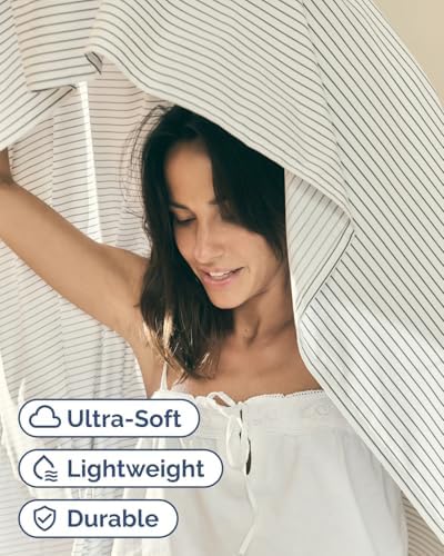 King 4 Piece Striped Sheet Set - Soft, Breathable & Cooling - Black Stripe